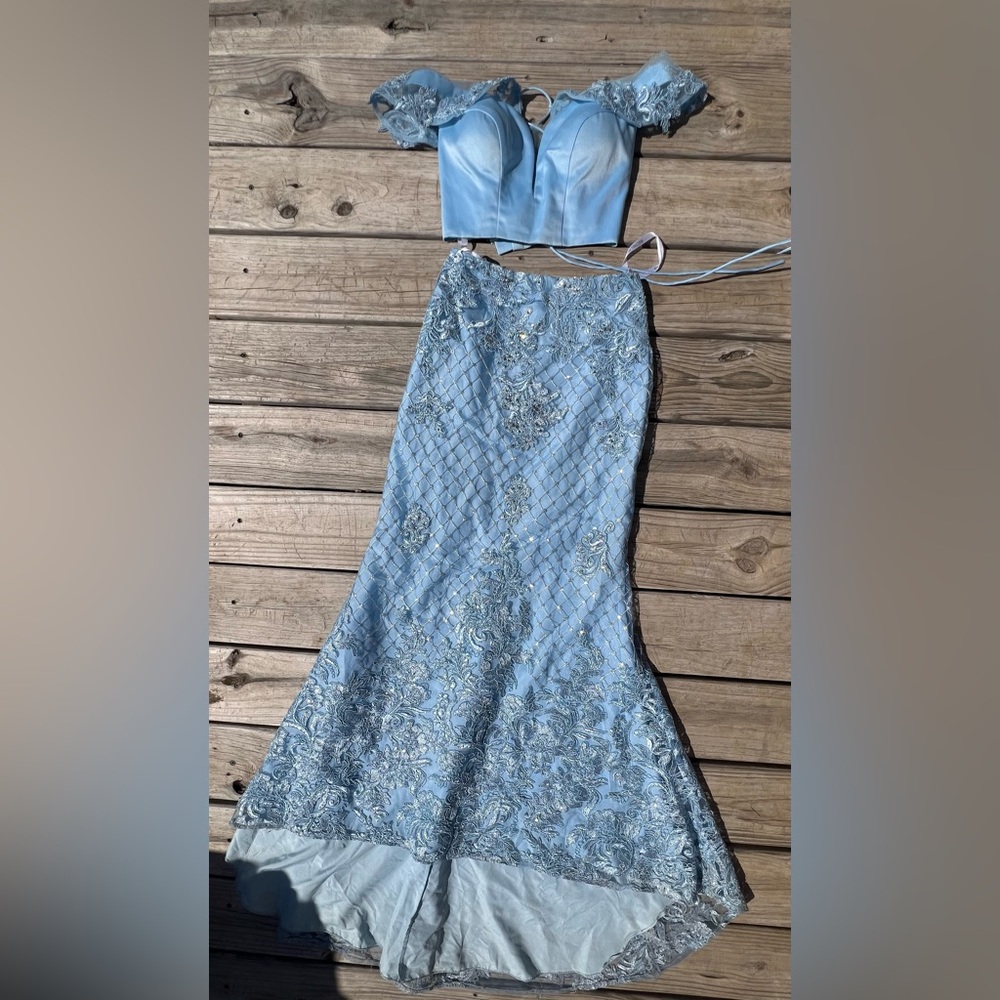 Rachel Allen Dazzling Light Blue Prom Dress